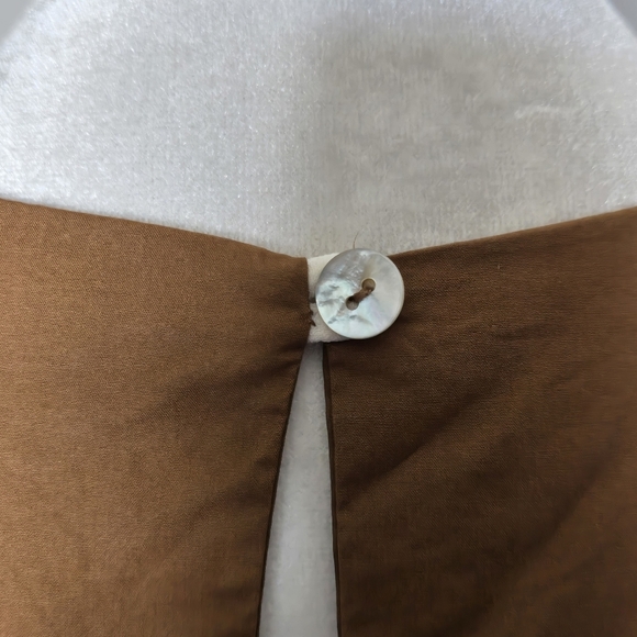 Margot Paris Tiered Sleeveless Midi Dress Brown Poplin Cotton Pockets Italy - Picture 6 of 15